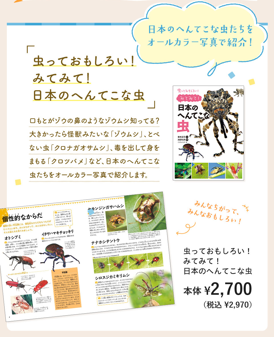 特集　学べる絵本　虫っておもしろい！みてみて！日本のへんてこな虫